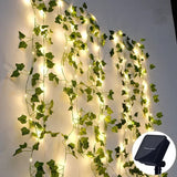 SolarLeaf Mood Lighting – Solar Lamp String with Artificial Flowers & Leaves