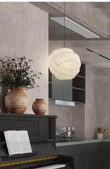 Wabi Sabi Silk Pendant Lamp – Japanese Minimalist Round Ceiling Lamp