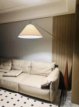 LumiArc β Luxury Wooden Arc Floor Lamp with Fabric Shade
