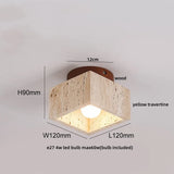 LumiSabi Travertine Natural Stone LED Ceiling Lamp – Modern Wabi-Sabi Lamp