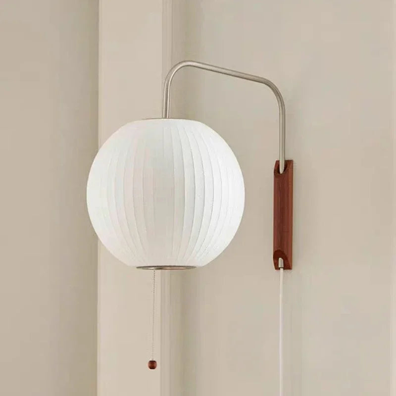 SakuraSilk – Japanese Hand-Woven Silk Wall Lamp