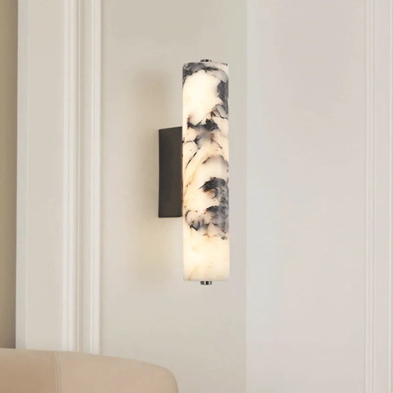 Marbella Lux Sconce – Natuurlijke Zwarte Marmeren Wandlamp in Italiaans Design voor Slaapkamer &a Woonkamer - wandlamp - sfee