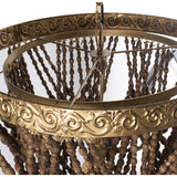 Alexandra Style - Metal Ceiling Lamp With Wooden Beads, 1Xe27, Max.60W °60X74/179Cm