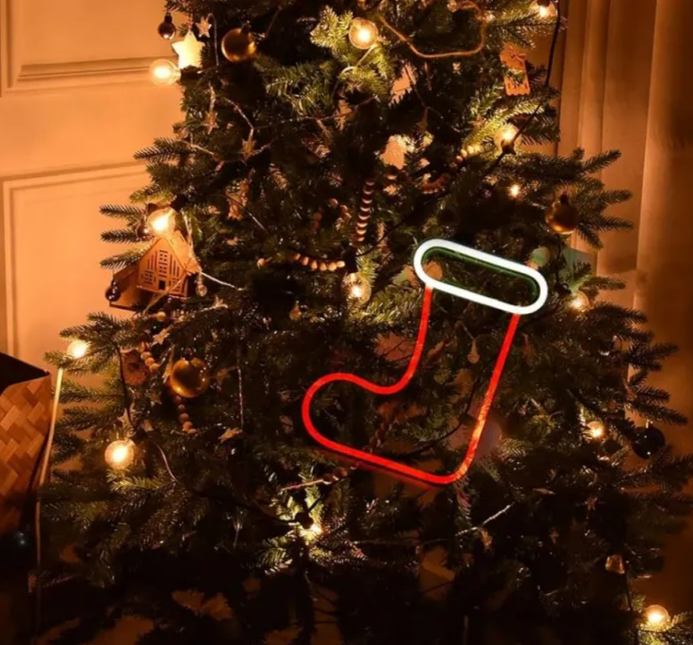 Magische Kerstsfeer Neonlamp ā Rendier, Kerstsok & Boom ā LED - buitenverlichting - gemonteerd