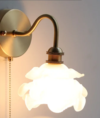 AuroraLux Nordic Wall Lamp – Modern Copper Wall Lamp with Pull Switch & Glass Shade