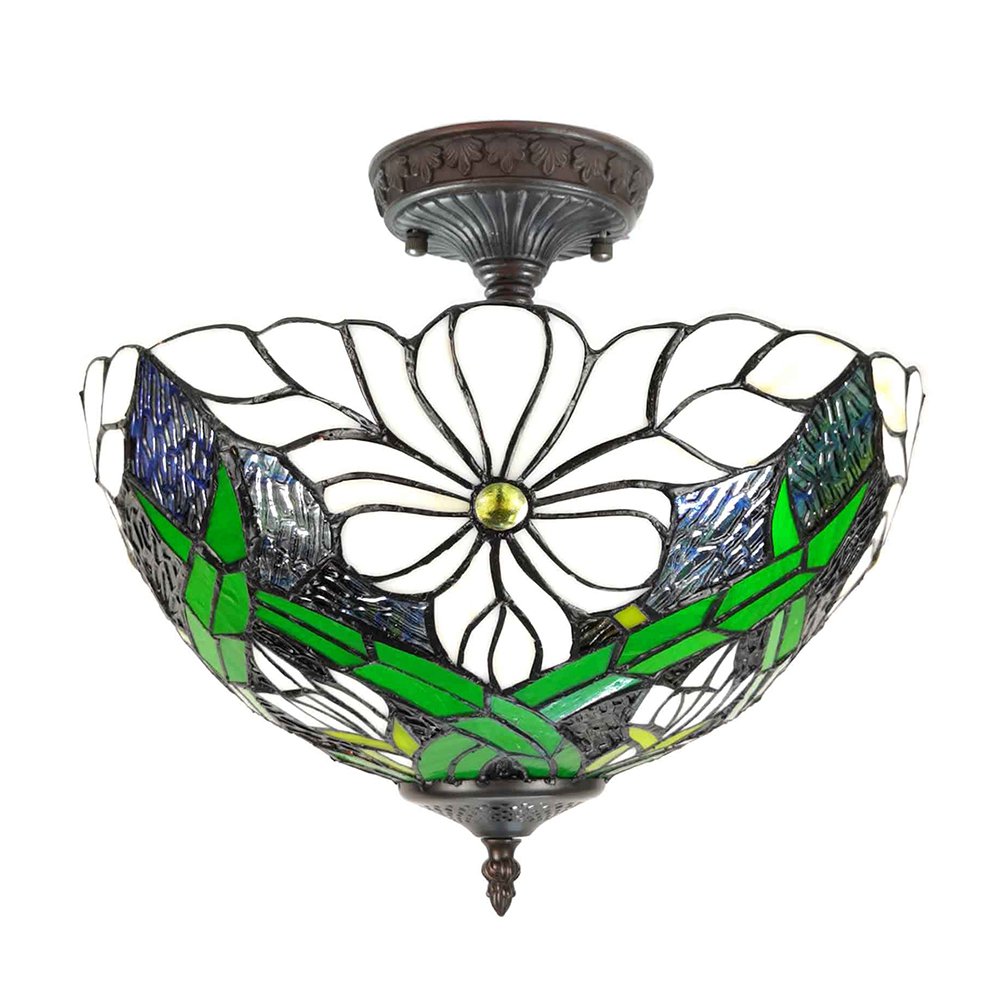 Lumi Lamp - Plafondlamp Tiffany Wit Groen - plafondlampen