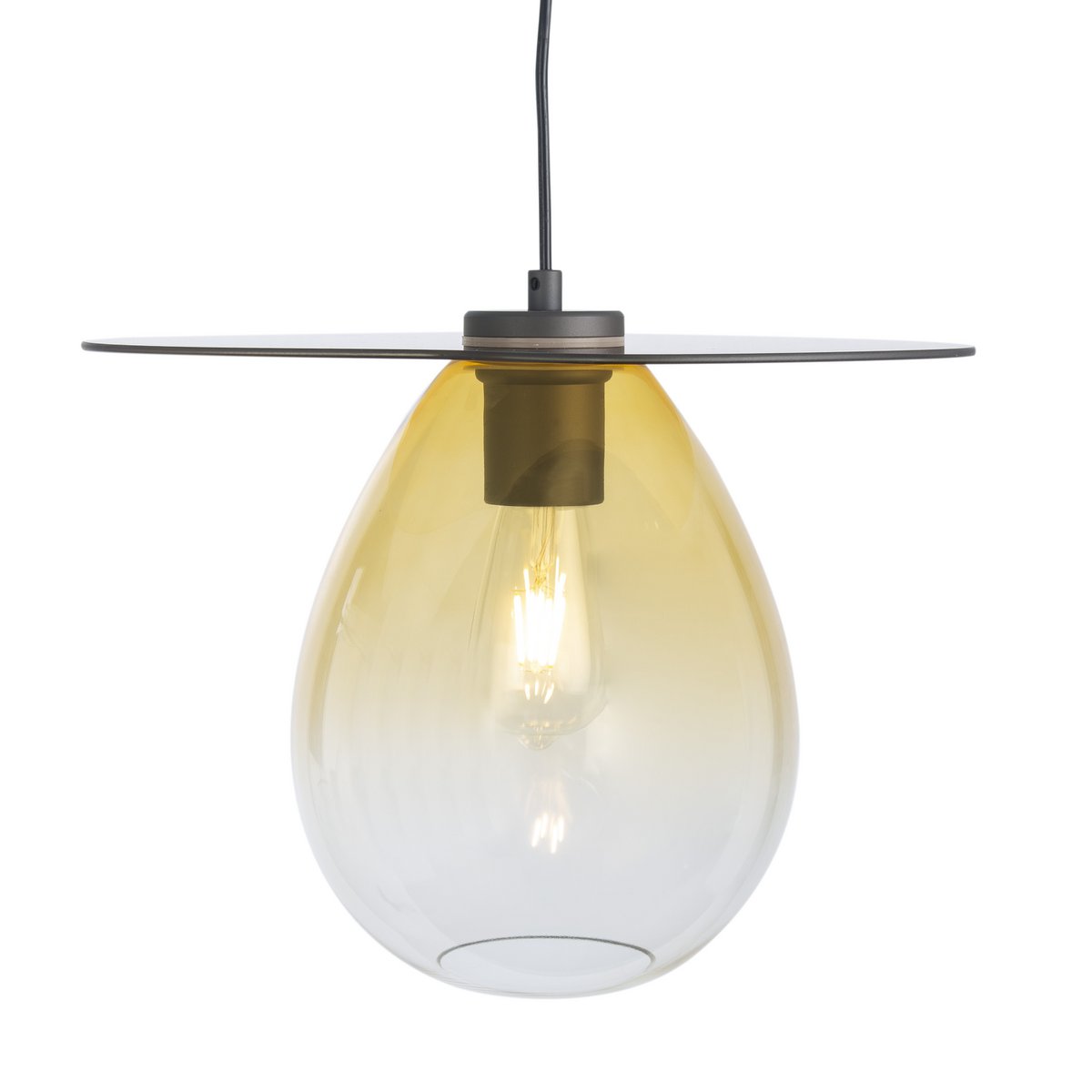 Alexandra Thai - Plafondlamp 34X33X31 Zwart Metaal/Amber Kristal - plafondlampen - sfeerbeeld