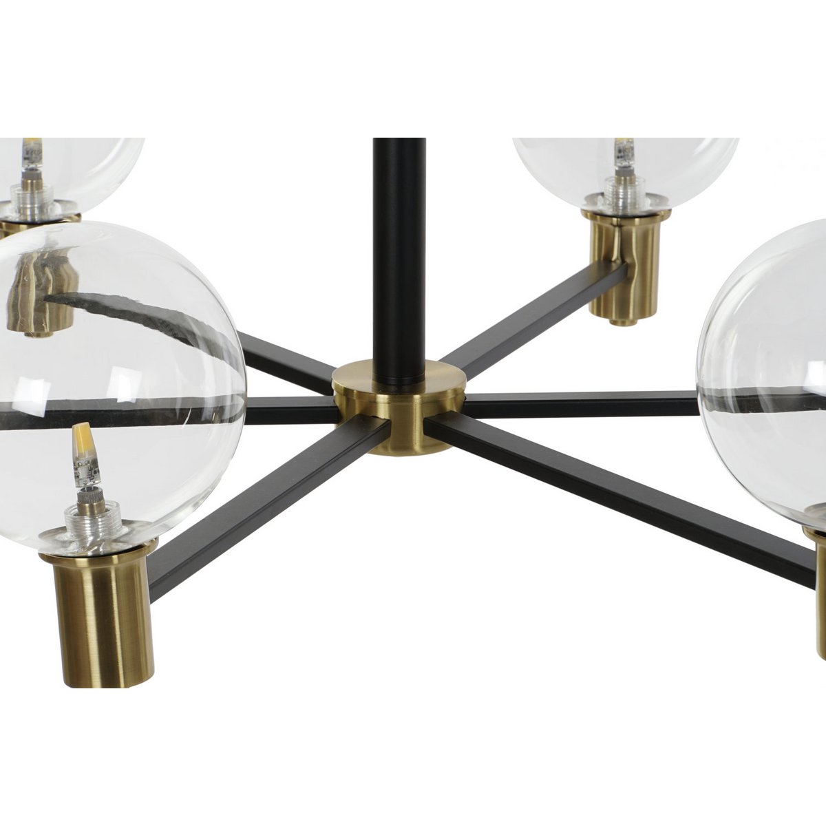 Alexandra Meti - METALEN GLAZEN PLAFONDLAMP 83X83X128 ZWART BALLEN - plafondlampen - sfeerbeeld