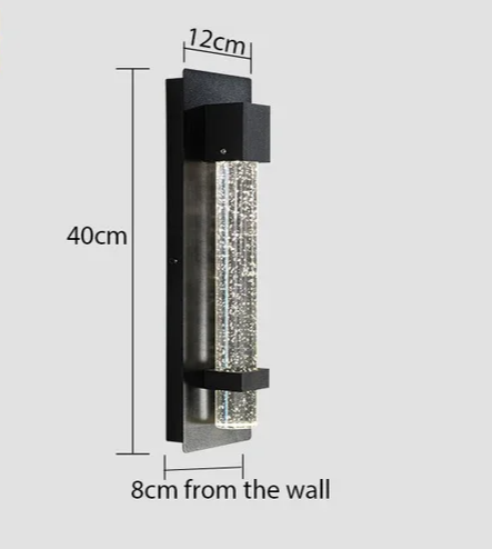 CrystalLux Outdoor Wall Lamp – Modern Waterproof Wall Light with K9 Crystal & Anti-Rust Aluminum