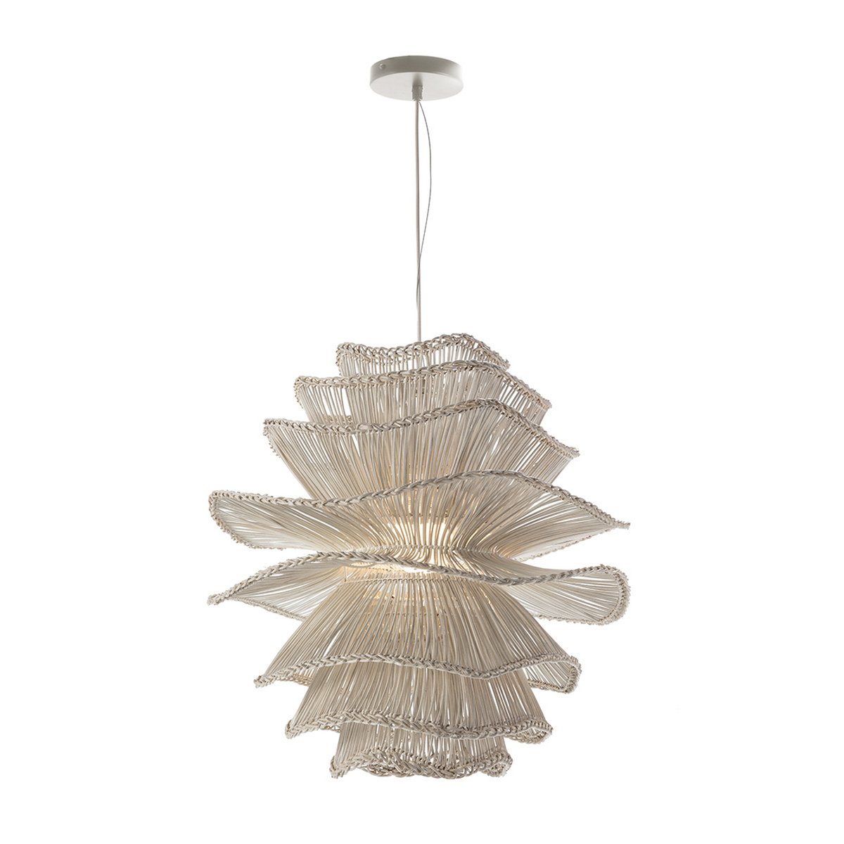 Alexandra Thai - Plafondlamp 60X60X71 Rotan Wit - plafondlampen