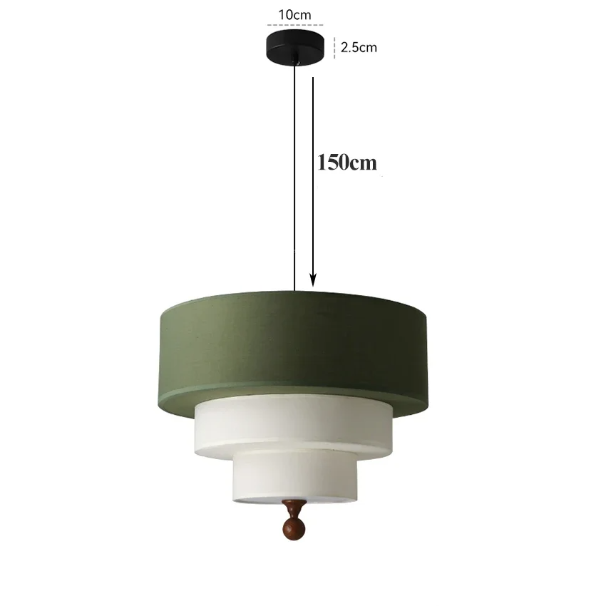 Boho Green Fabric Hanging Lamp