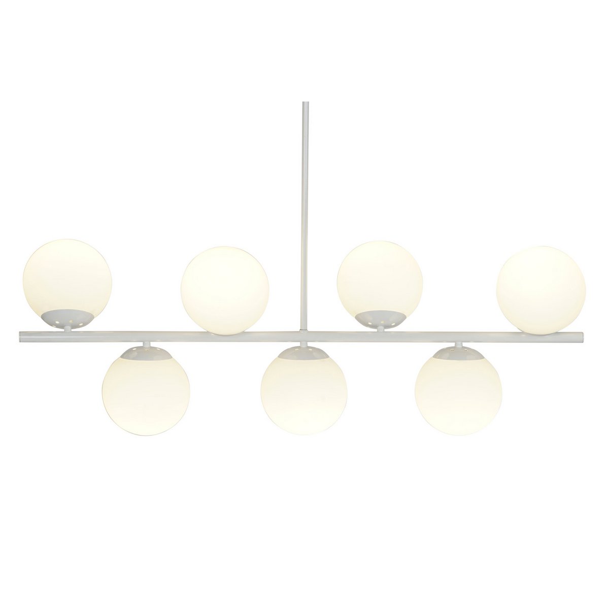 Alexandra Meti - Metalen Glazen Plafondlamp 98X21X22 Witte Ballen - plafondlampen - sfeerbeeld