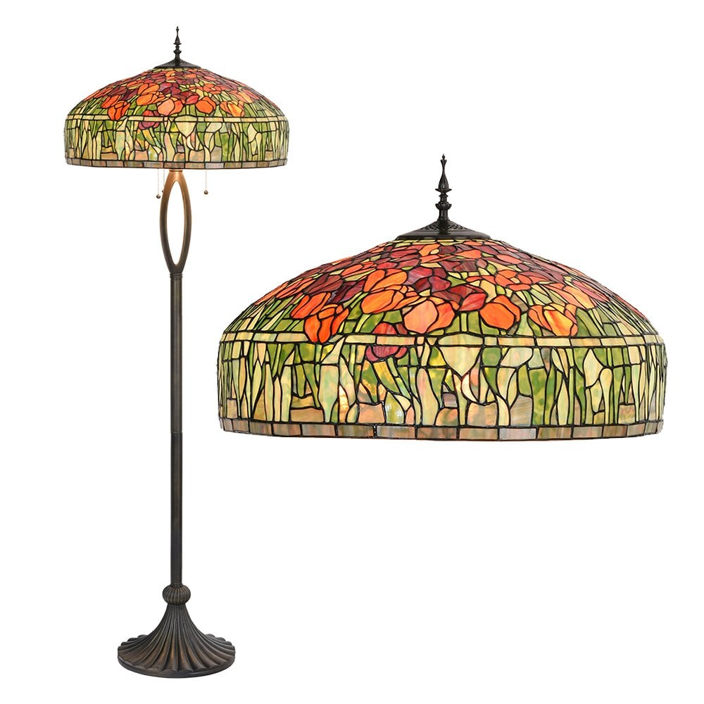 Lumi Lamp - Tiffany Vloerlamp Groen Oranje - vloerlampen