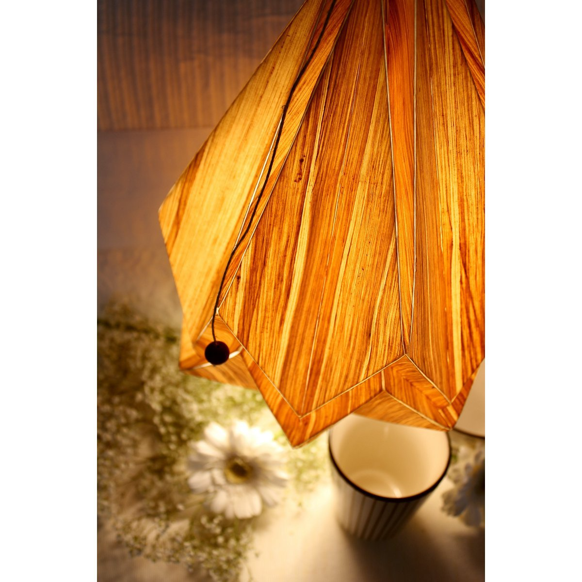 Tedzukuri Atelier - Origami Hanglamp In Ecowood En Papier - Maat M - hanglampen