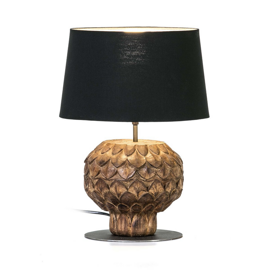Alexandra Thai - Table lamp 20x20x43 metal/brown wood with black lampshade