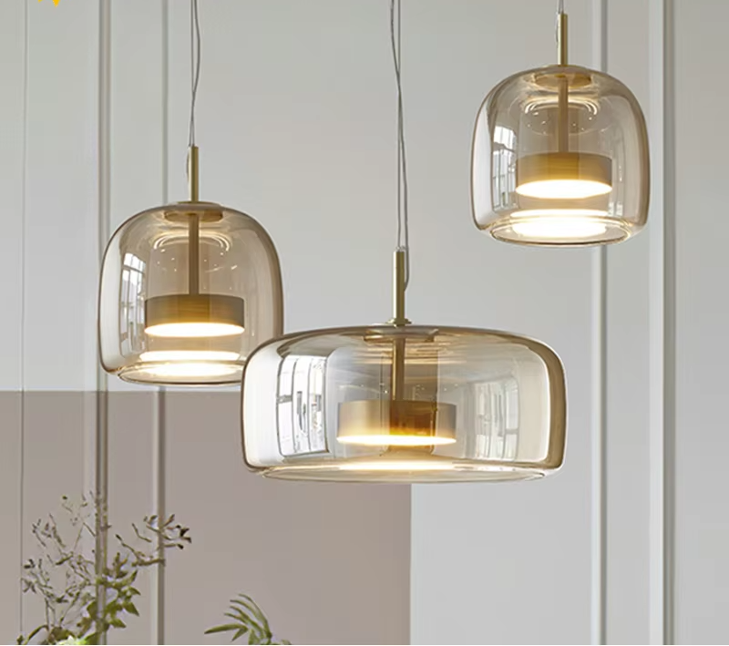 LumiGlow – Elegant Glass Stone Pendant Lamp with LED Lighting