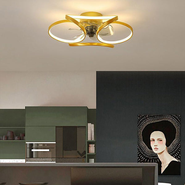 Flower LED Modern Recessed Ceiling Fan with Remote Control Ceiling Lamp