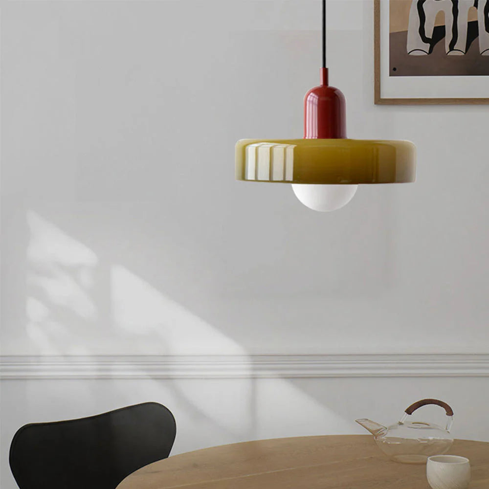 Bauhaus Hanglamp Van Gekleurd Glas - hanglampen - zijaanzicht