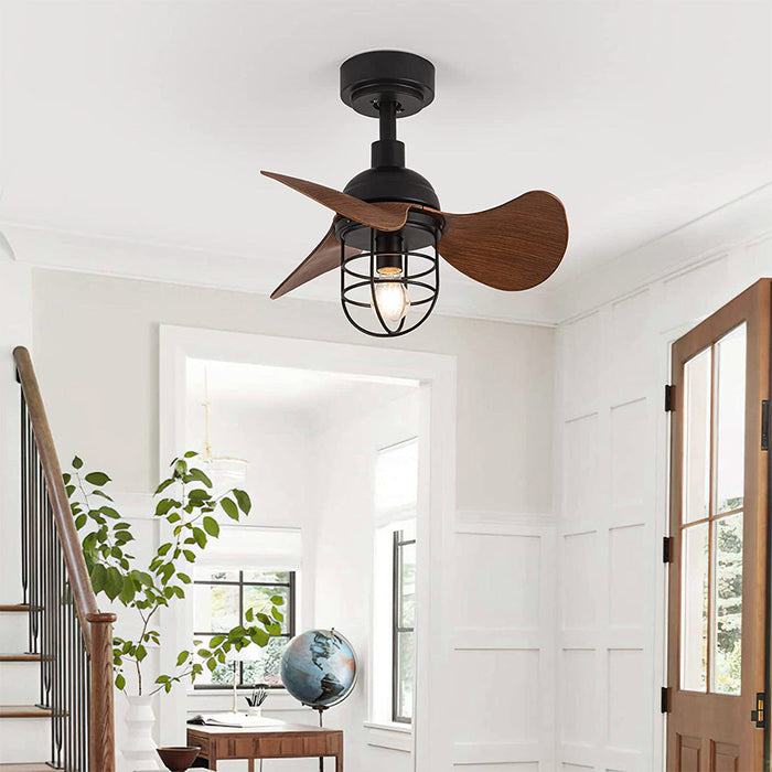 Contemporary Ceiling Fan Dark Walnut Wood With Lighting