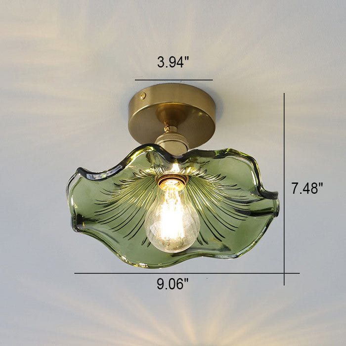 Glazen Plafondlamp In De Vorm Van Een Hibiscus - plafondlamp - zijaanzicht