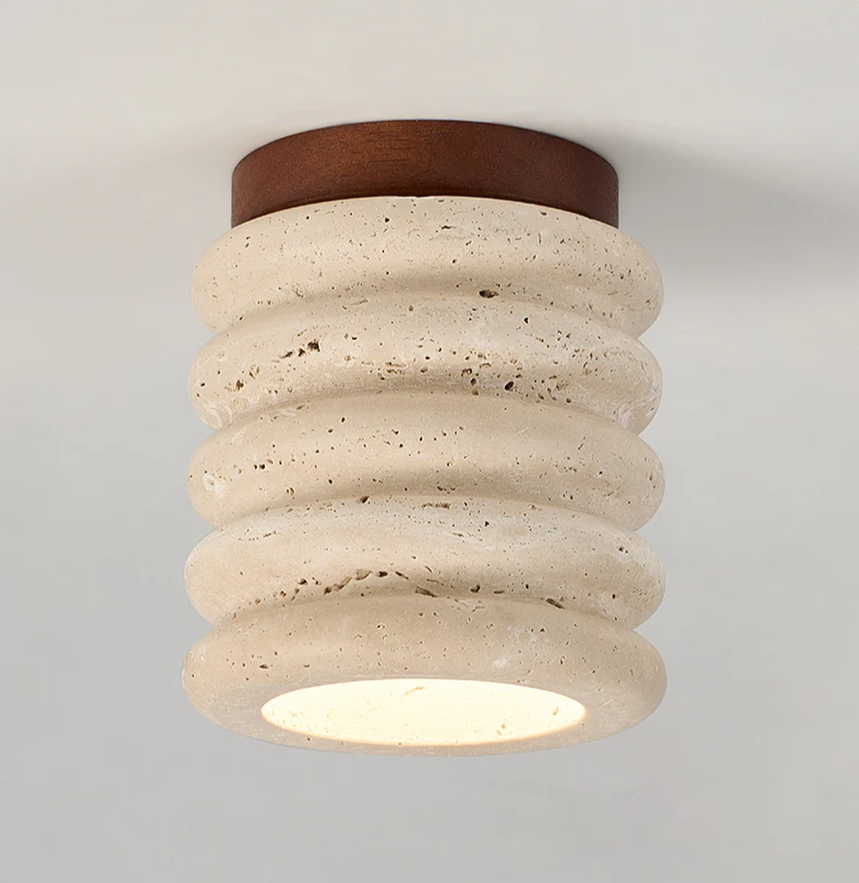 Wabi Sabi Travertin Plafondlamp - plafondlamp - verlicht