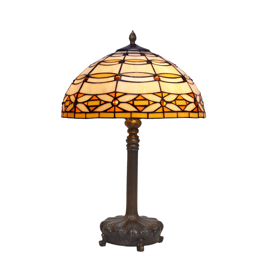 Alexandra Lighting - Sobremesa Mayor Base Con Soportes Tiffany Diametro 40 Cm Series Marfíl