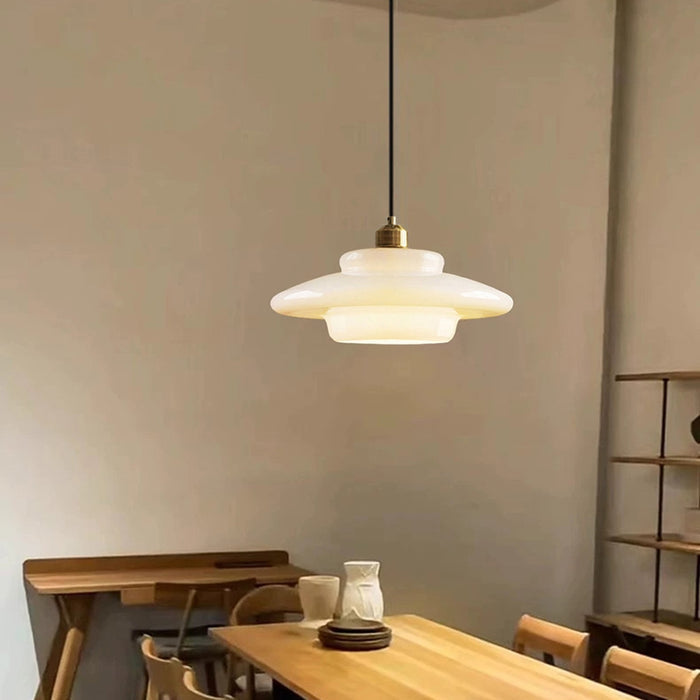 Witte Glazen Hanglamp - hanglampen - in de kamer