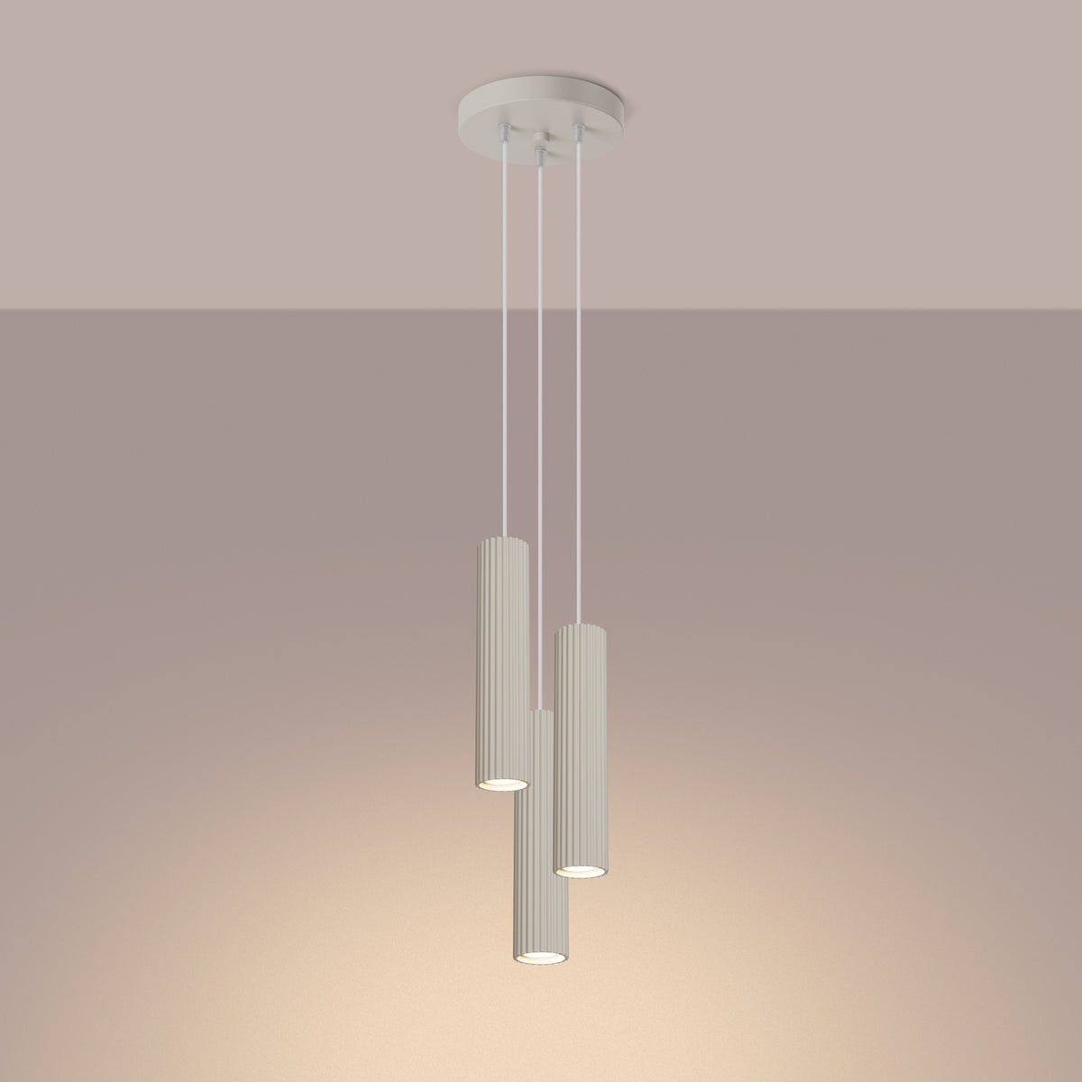 Hanging lamp KARBON 3P beige
