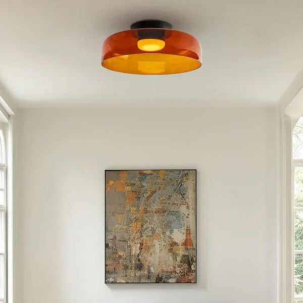 Scandinavische Designer Creatieve Persoonlijkheid Middeleeuwse Glazen Plafondlamp - plafondlamp - zijaanzicht