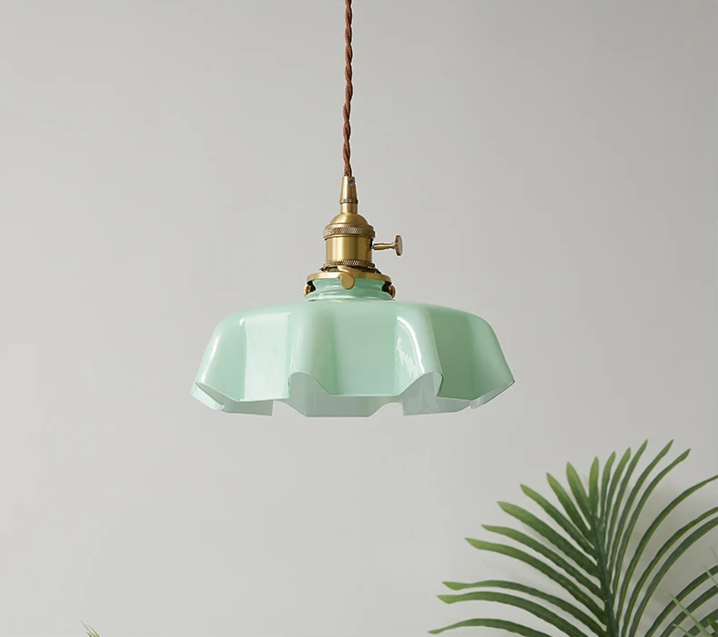 Nordic Bloom Glass Pendant – Minimalistische Glazen Hanglamp in Crèmekleurige Bloemstijl - hanglampen - detail