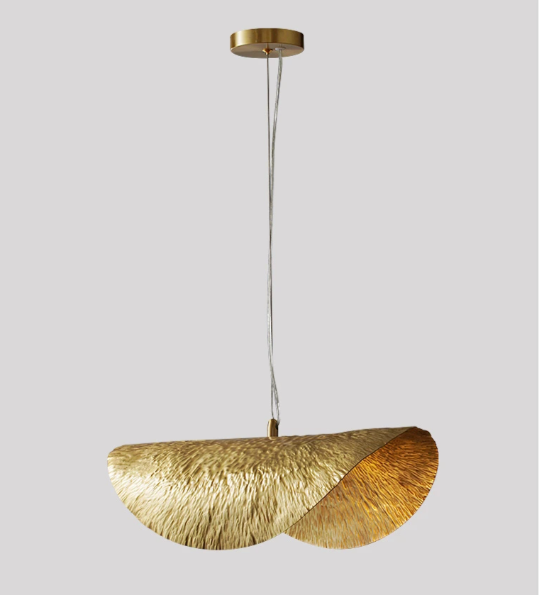 Minimalist Copper Pendant Lamp in Lotus Leaf Design