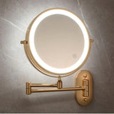 Gold Rechargeable LED Magnifying Mirror for Makeup and Bathroom