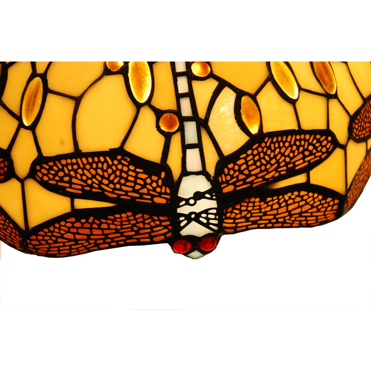 Alexandra Lighting - Grote Tafellamp Tiffany Rubberen Voet Diameter 40 Cm Belle Amber Serie - tafellampen - afmetingen