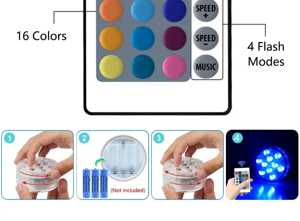 LUMISNAP 10-LED RGB Onderwaterlampen met Magnetische Bevestiging - buitenverlichting - close-up
