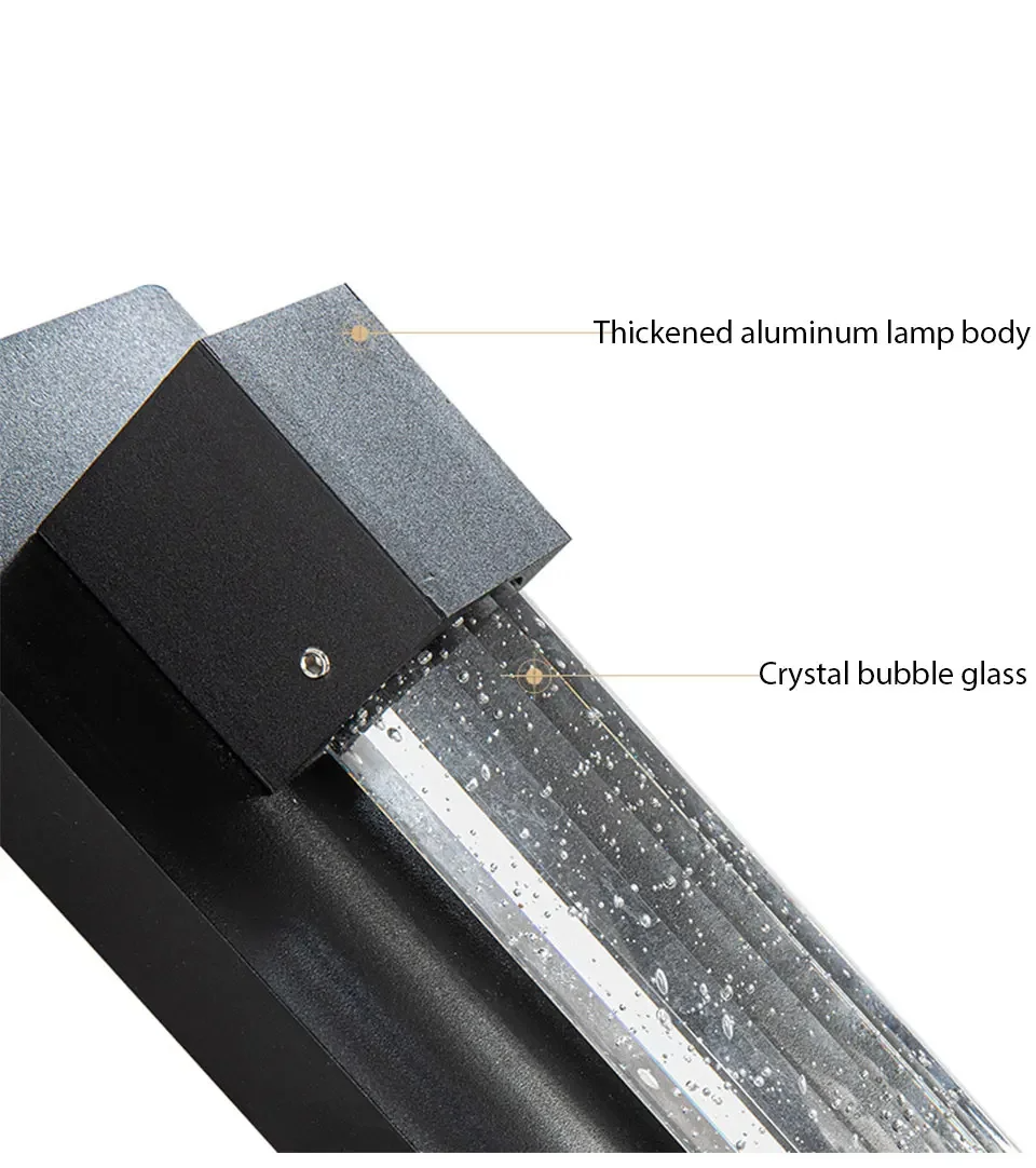 CrystalLux Buitenwandlamp – Moderne Waterdichte Wandverlichting met K9 Kristal & Anti-Roest Aluminium - buitenverlichting - a