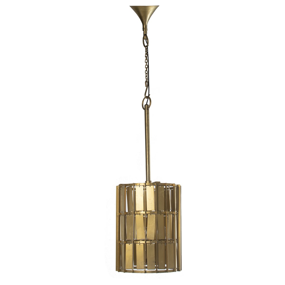 Alexandra Style - Goud Metalen Plafondlamp 3Xe27, Max.25W (Niet Inbegrepen) °34X44Cm, H┴Xima:147Cm - hanglampen - zijaanzicht