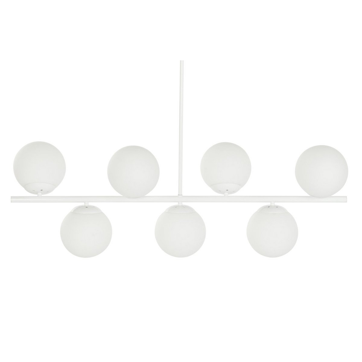 Alexandra Meti - Metalen Glazen Plafondlamp 98X21X22 Witte Ballen - plafondlampen - zijaanzicht