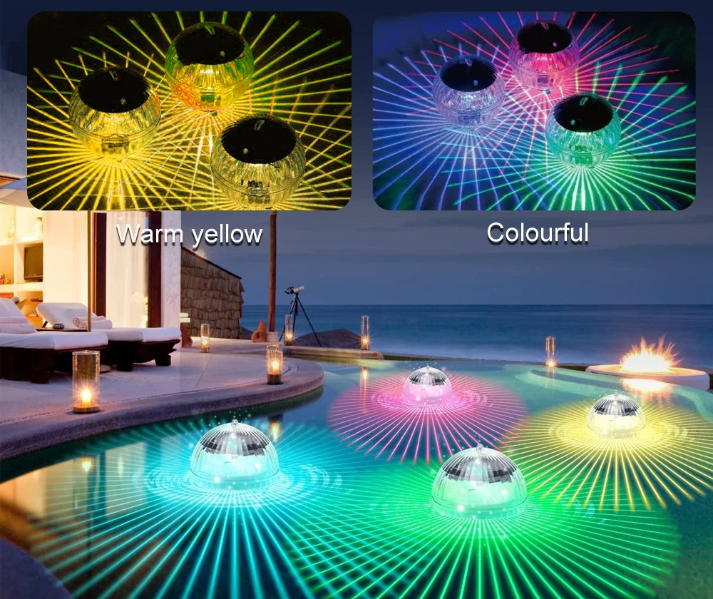 SOLAGLOW Drijvende Solar RGB Zwembadlamp - buitenverlichting - zijaanzicht