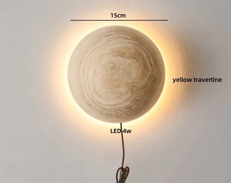 TerraLume Wabi-Sabi Travertin LED Wandlamp - wandlamp - zijaanzicht
