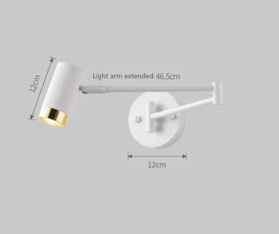 LUXARM Verstelbare Wandlamp met Lange Arm - wandlamp - zijaanzicht