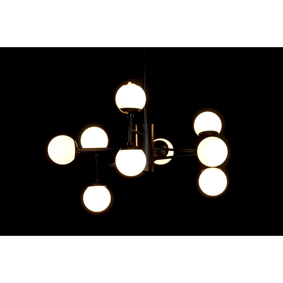 Alexandra Meti - Metalen Glazen Plafondlamp 80X80X60 9 Zwarte Ballen - plafondlampen - in de kamer