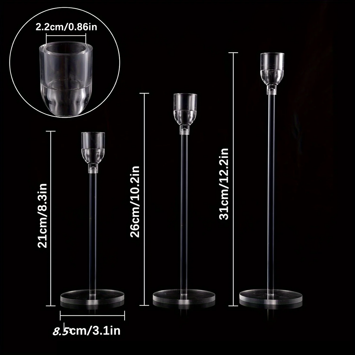 LumenAcry Heldere Acryl Kandelaar Set (3-delig) - tafellampen - in de kamer