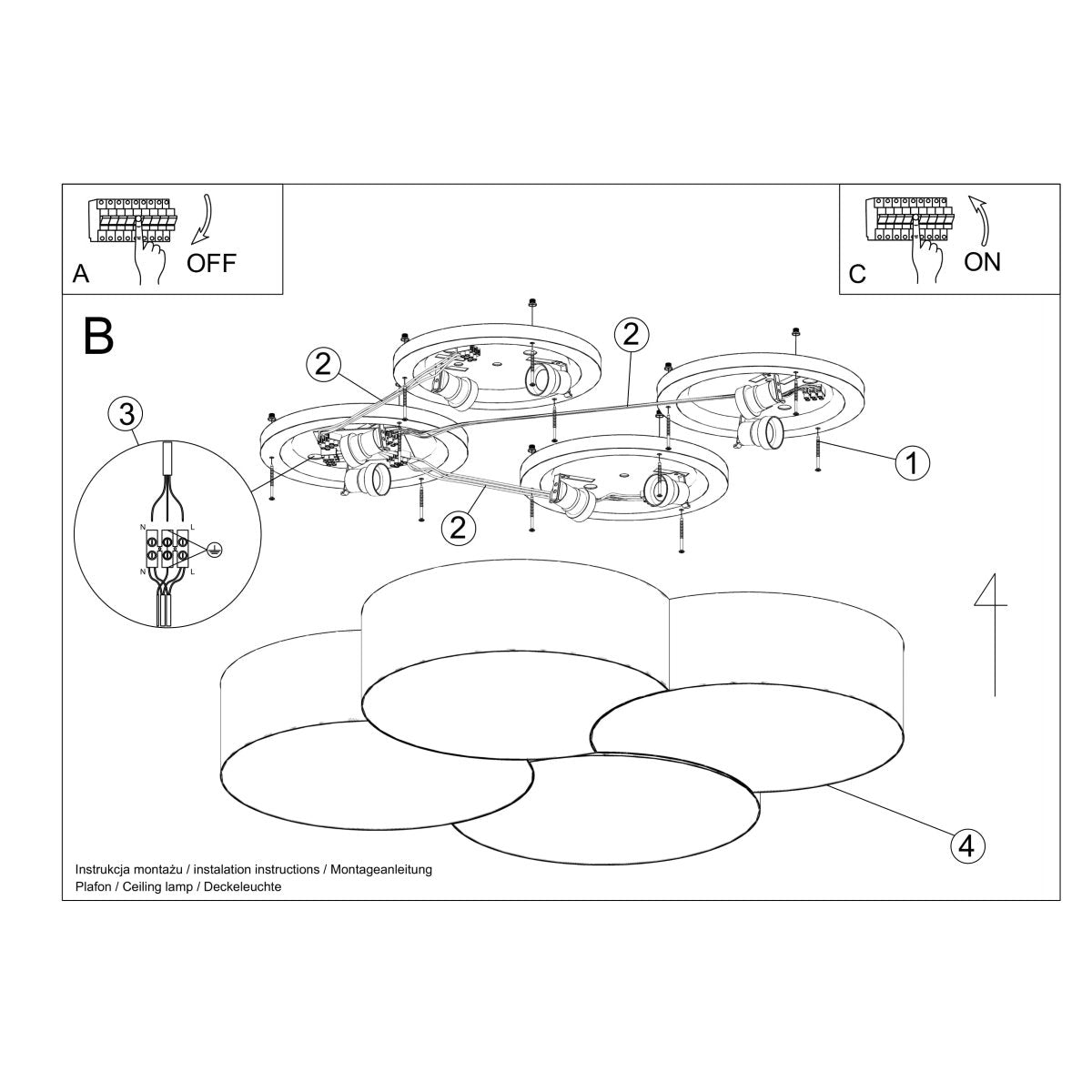 Lightinup SRL - Circle 4 Plafondlamp Wit - plafondlamp - in de kamer