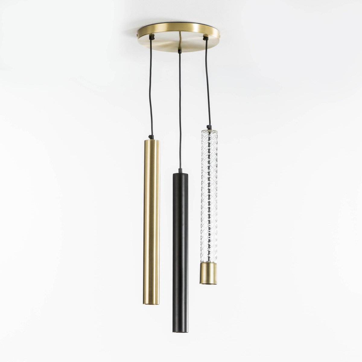 Alexandra Thai - Plafondlamp 26X5X50/135 (3 Buizen) Kristal/Metaal Brons/Zwart - plafondlampen