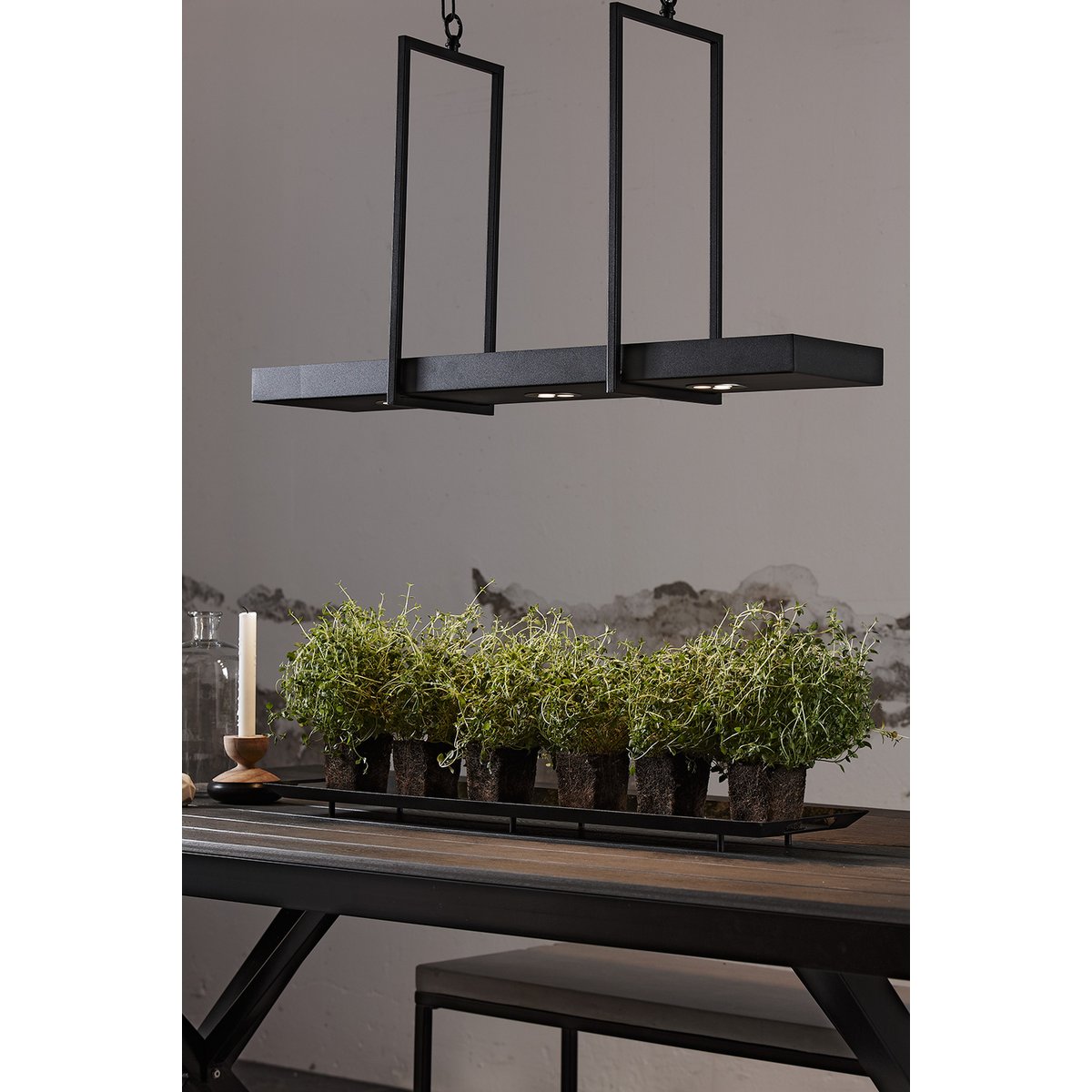 Markslojd - Dienblad Hanglamp 3L Sandy Zwart - hanglampen - sfeerbeeld