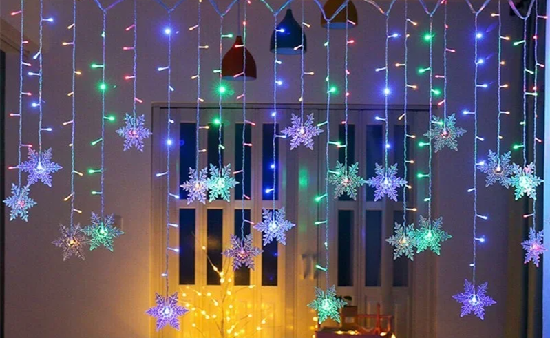 LumaSneeuw 4M LED Sneeuwvlok Gordijnverlichting – Kerst IJspegel Sfeerverlichting - buitenverlichting - afmetingen