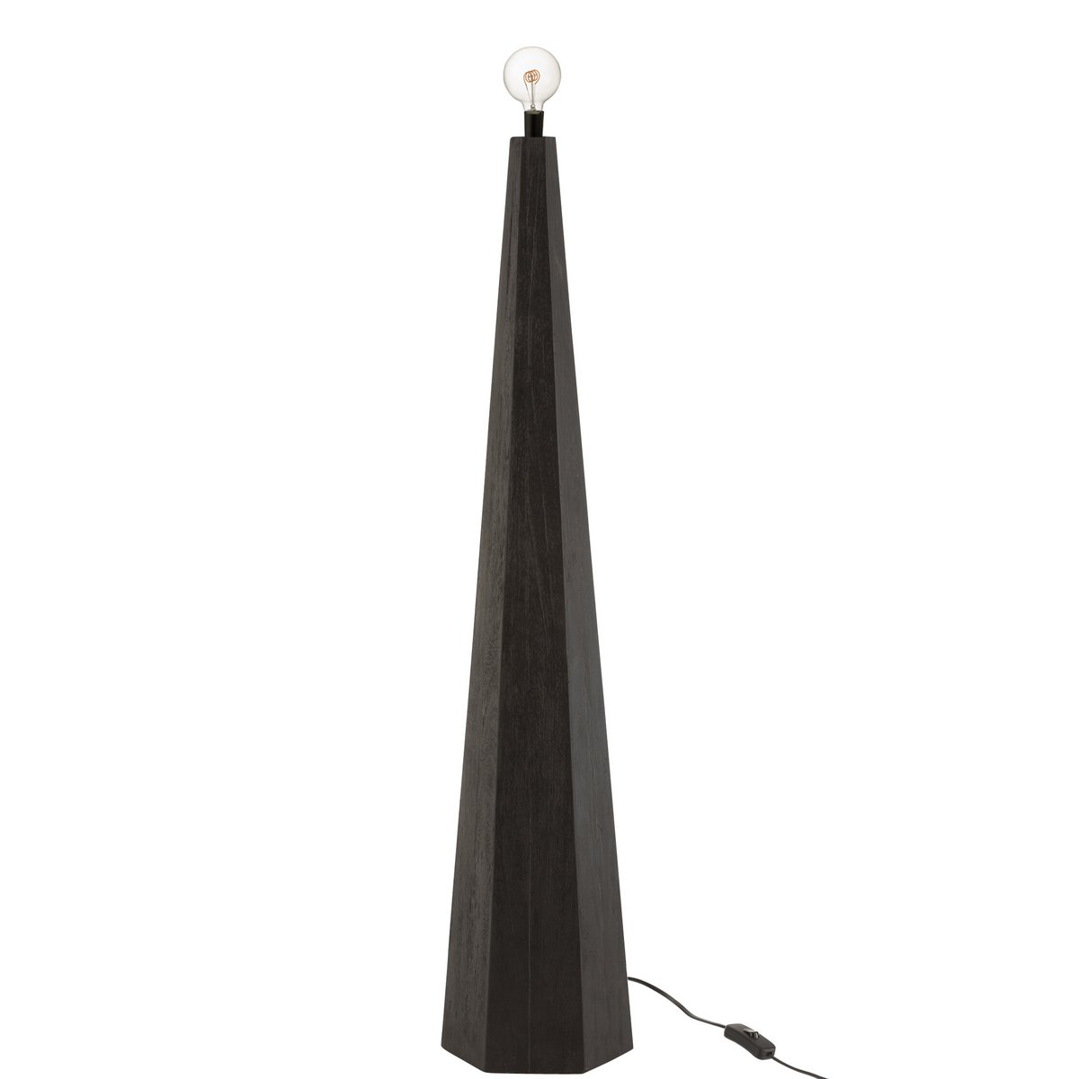 J-Line Lampenvoet Octogonaal - Hout - Zwart - Large - vloerlamp - close-up