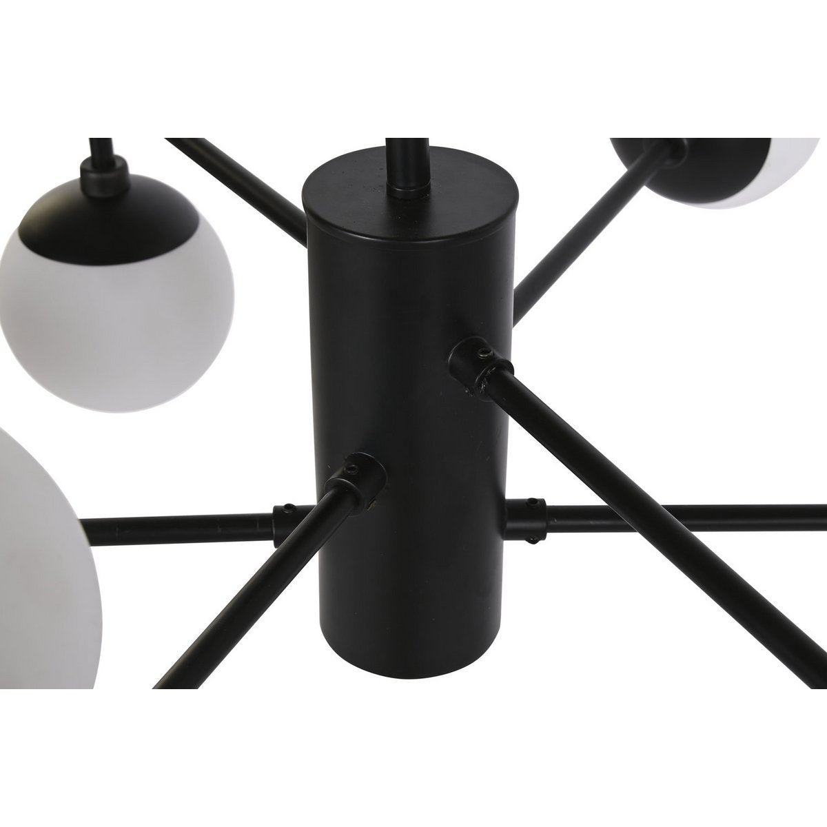Alexandra Meti - Metalen Glazen Plafondlamp 80X80X60 9 Zwarte Ballen - plafondlampen