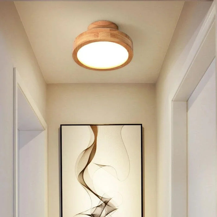 Houten Ronde Plafondlamp - plafondlamp - detail
