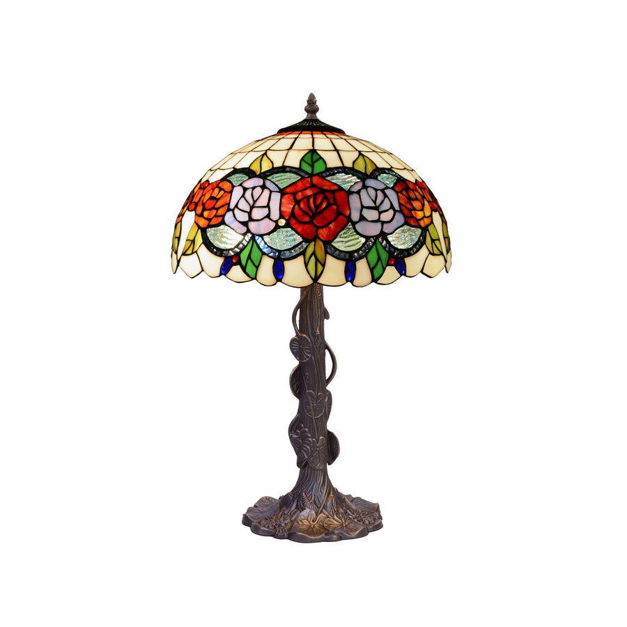 Alexandra Lighting - Rubber Foot Table Lamp With Tiffany Shade Diameter 40 Cm Rosy Series